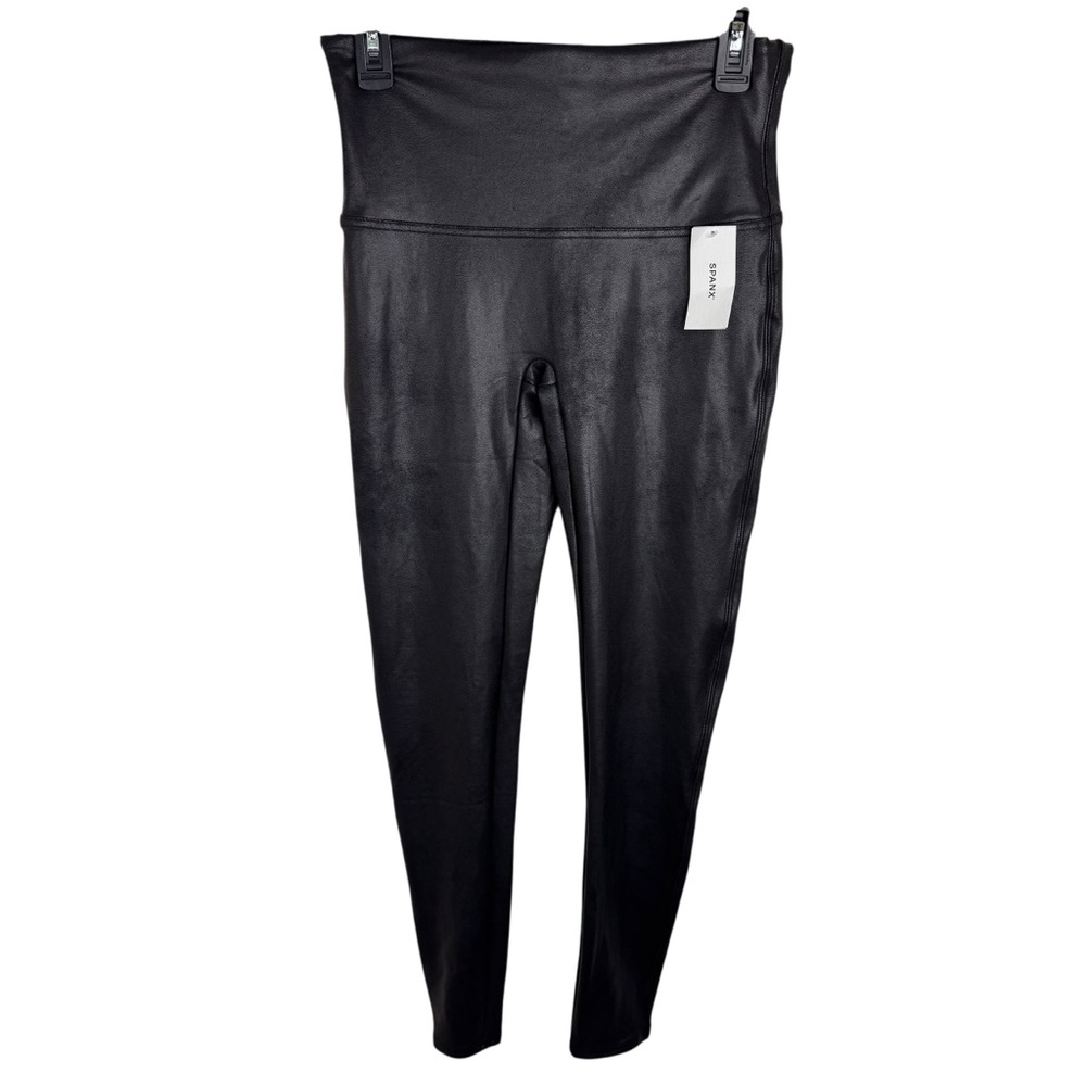 SPANX Black Faux Leather Leggings size XL NWT